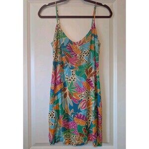 Hurley Bahaia Tropical Botanical Tie Back Mini Dress Women's Size Medium